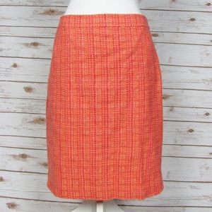 J.Crew Orange/Pink Wool Blend No. 2 Pencil Skirt